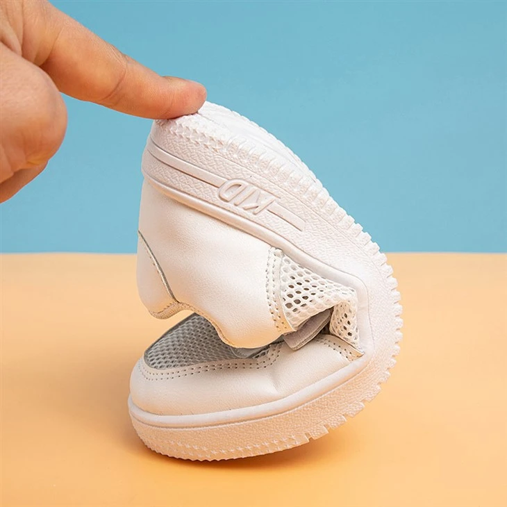 Plain White Soft Sole Leather Kids Shoes