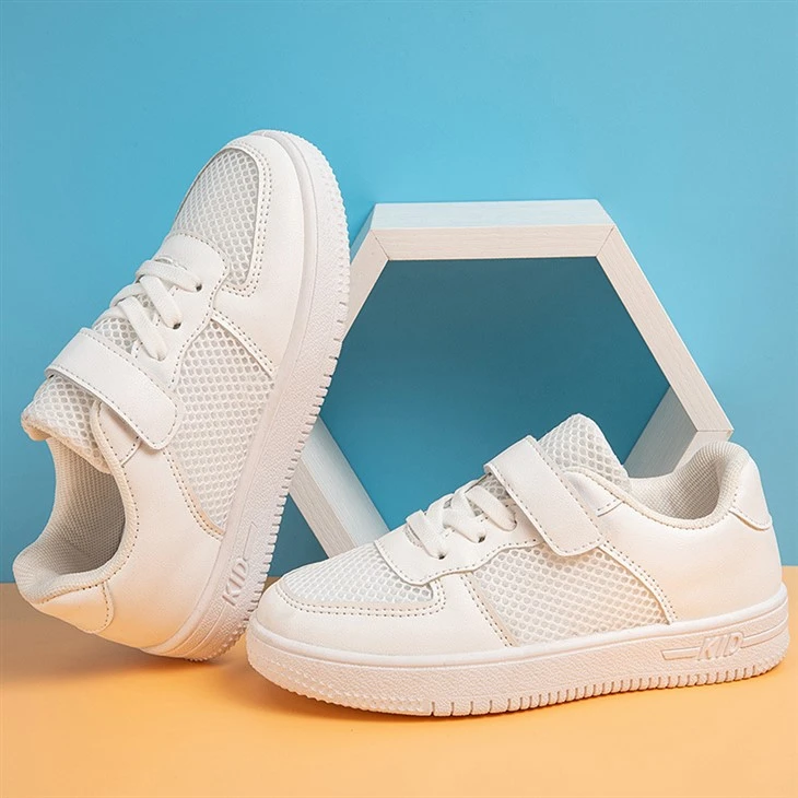 Plain White Soft Sole Leather Kids Shoes